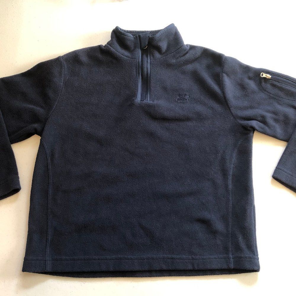 Navy Blue Starter Pullover Fleece 1/4 Zip Sweatshirt YM Medium 8